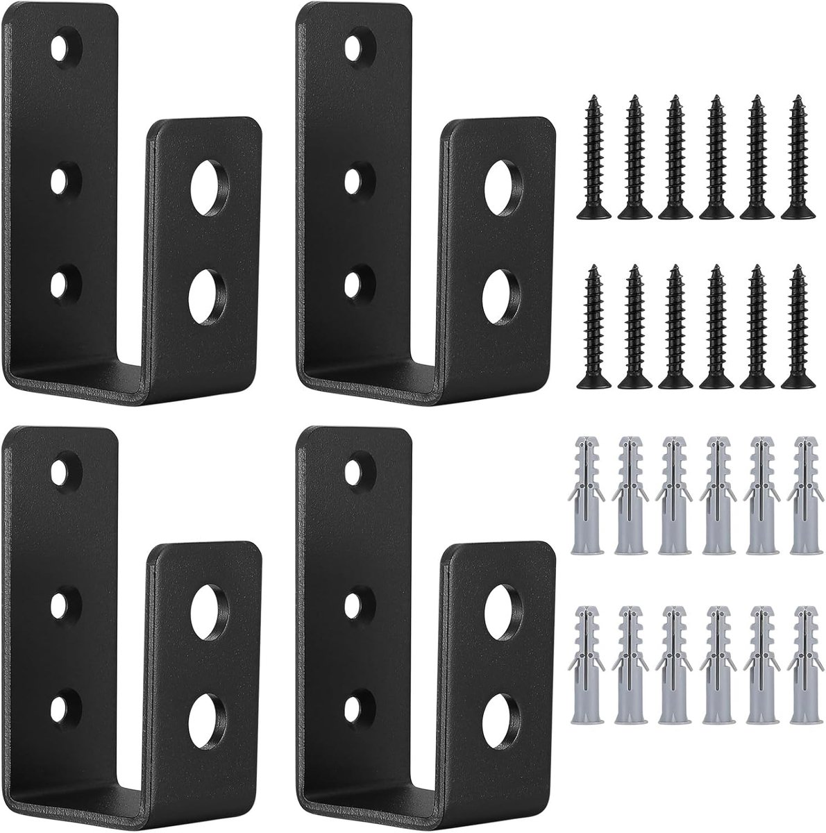 SnelShoppen - 4 x Barricade Klem U Beugels - Versterking voor Deur Thuis/Schuur/Garage - Geschikt voor 2 x 4 Hout, Set van 4 met Schroeven