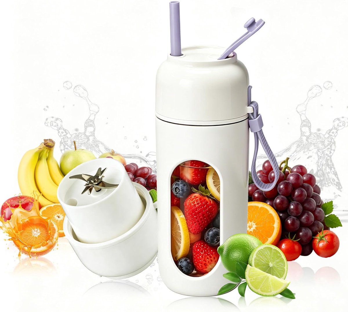 SnelShoppen - Draagbare Mixer 340 ml met 12 Roestvrijstalen Messen, Draadloos en Oplaadbaar, Mini-mixer voor Shakes, Eiwitten, Babyvoeding, Fruit, Sap