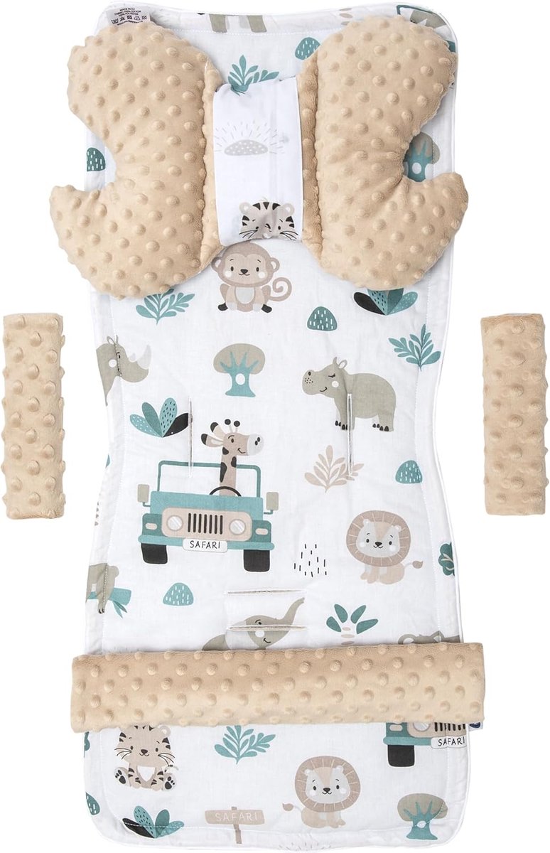 SnelShoppen - Universele Stoelhoes voor Kinderwagens & Buggy's - 5-delige Stroller Set met Minky Katoen - Zacht Zitkussen & Speelboog - Perfect voor B