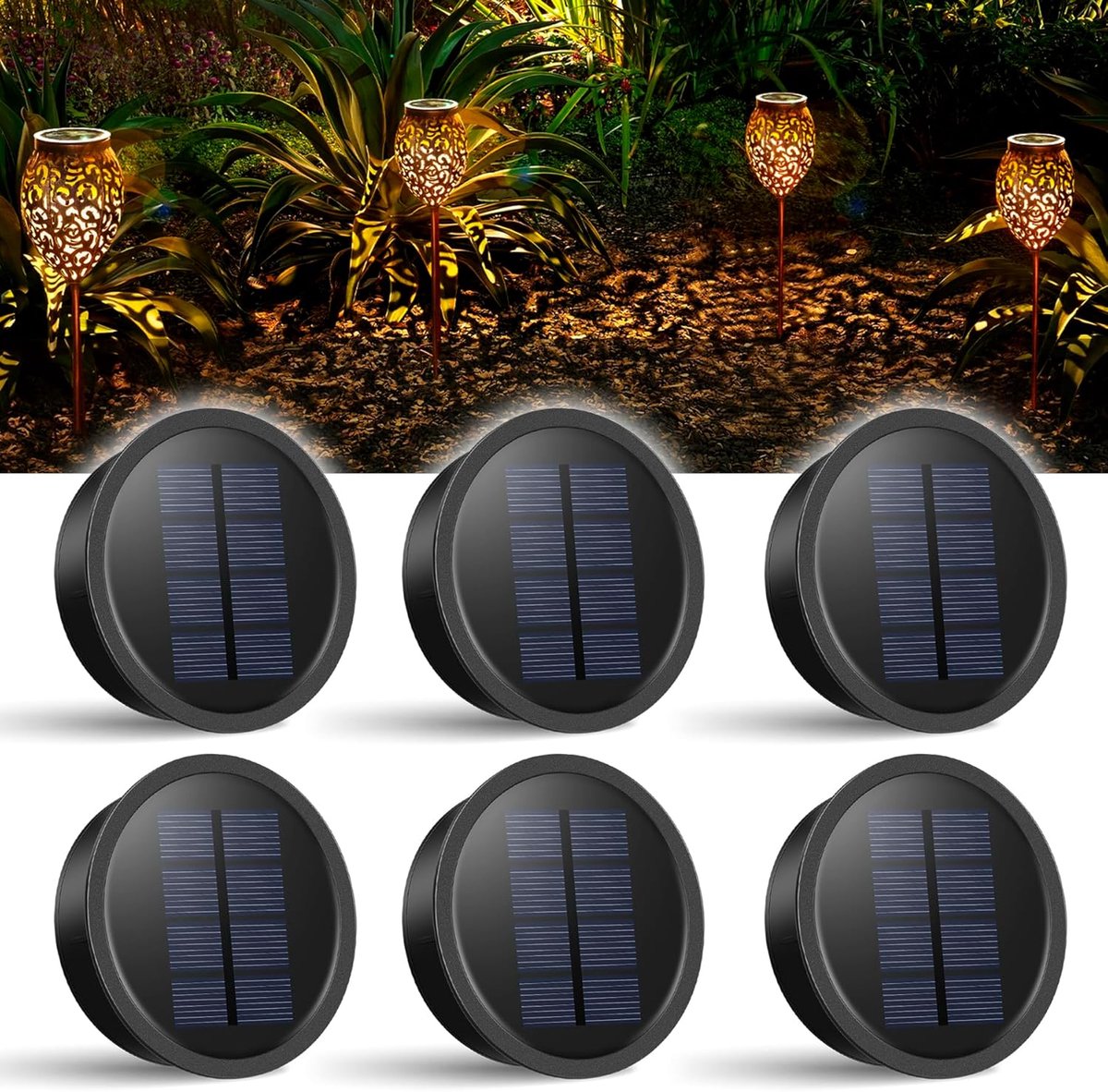 SnelShoppen - 6 Pcs Solar Lamp Vervangonderdelen - 600mAh Vervangende Solar Lights - 15LM LED Module voor Tuinverlichting, Geschikt voor 7-8.2cm