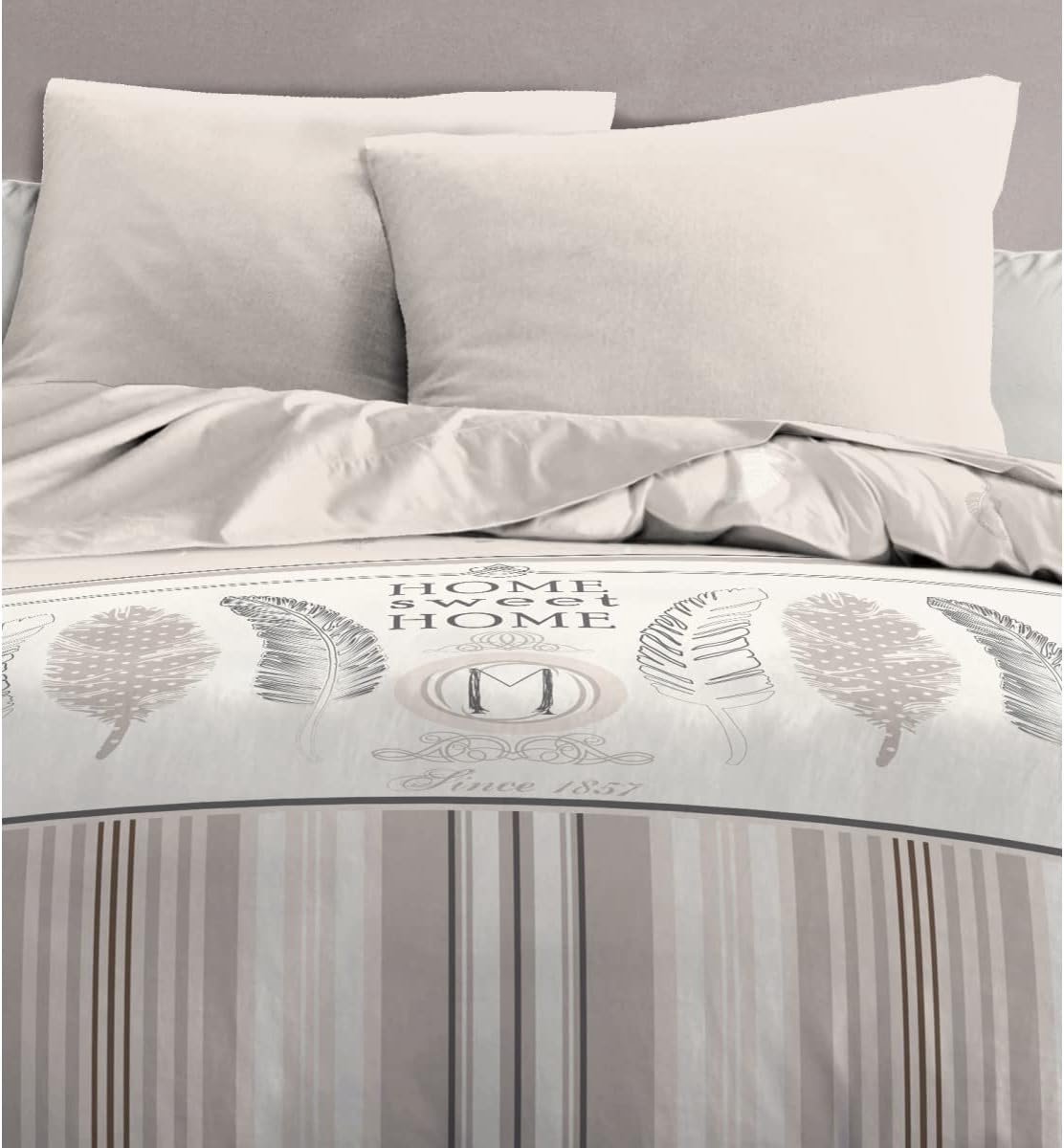 SnelShoppen - Bedlinnen Set 220 x 240 cm Dekbedovertrek + 2 Kussenslopen Zacht Lichtgewicht Microvezel Home Sweet Home Motief
