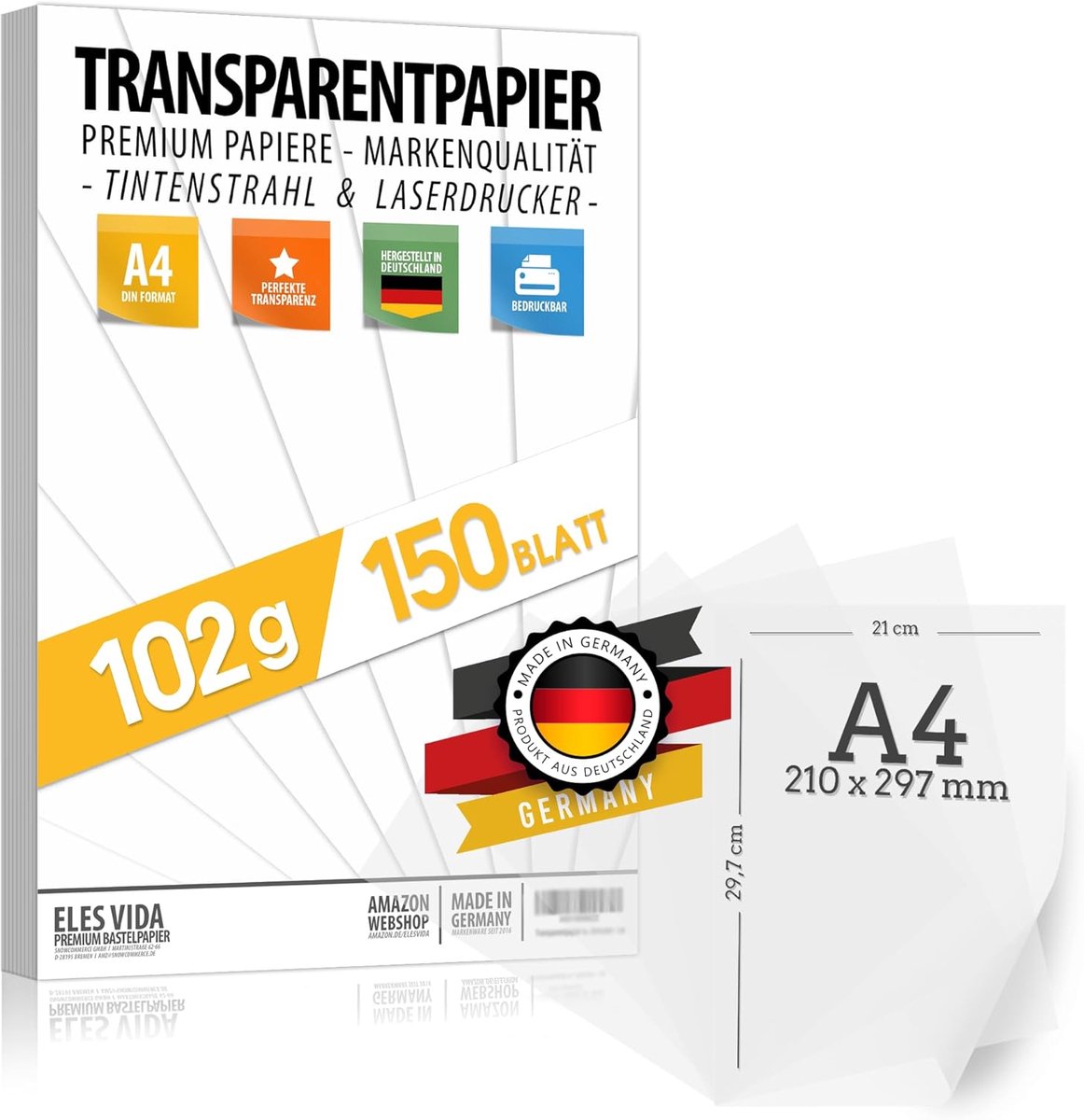 SnelShoppen - Transparant Papier A4 - 150 Vel - 102 g/m² - Millimeterpapier voor Inkjet en Laserprinter - Creatief Knutselen en Cadeaus