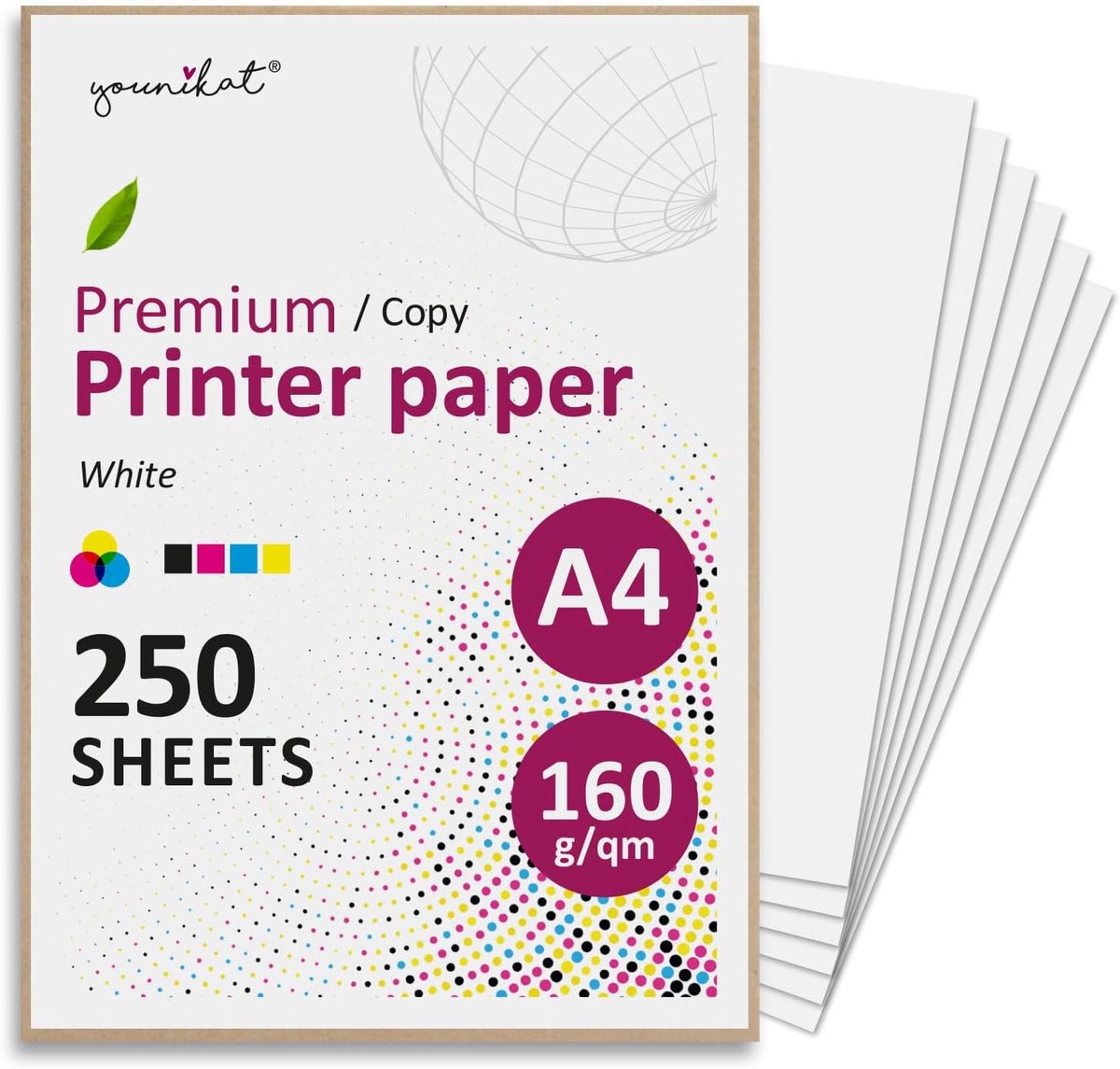 SnelShoppen - A4 Papier 160g/m² Wit - 250 Vellen - Dikke Papieren voor Printen, Knutselen, Uitnodigingen, Certificaten, Flyers - Geschikt voor Laserpr