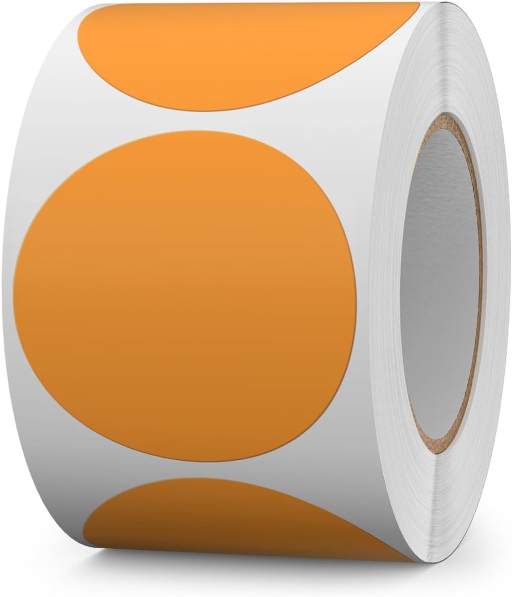 SnelShoppen - 500 Stuks Oranje Ronde Labels 50mm - Kleurcodering Stickers voor Verhuizen, Cadeauverpakking, Potten en Meer - Vinyl, Waterdicht, Verwij