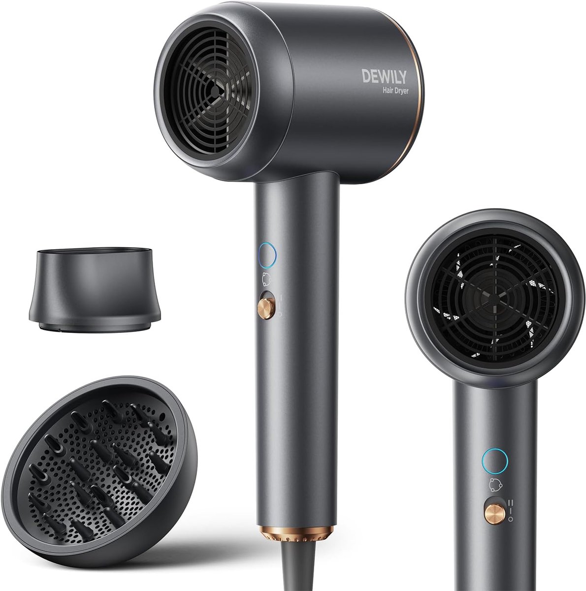 SnelShoppen - Ionic Fohn met Diffuser - 1800W Sneldrogende Haardroger voor Thuis en Professioneel Gebruik - 2 Snelheden/4 Temperatuurinstellingen - Kr