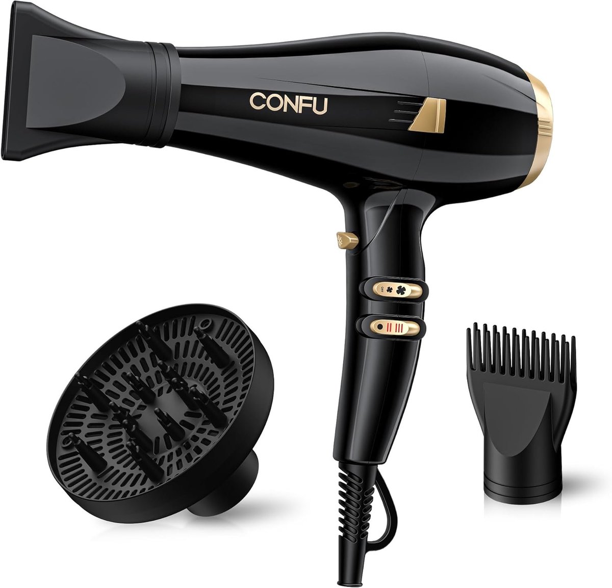 SnelShoppen - Professionele Haardroger 2300W met Ionen, Diffuser, Styling Nozzle, 2 Snelheden en 3 Hitte-instellingen - Krachtige Haardroger voor Thui