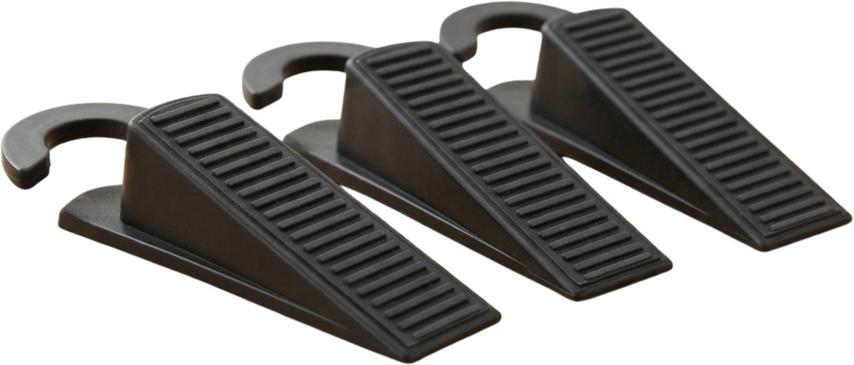 Deurwig – Stevig kunststof – Zwart – 13 x 4 cm – Set van 3 - Deurstop