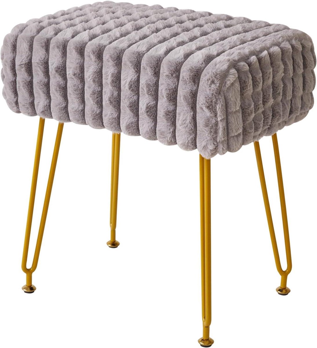 Voetenbank Kruk - Ottomaan Zitting - Comfortabel Zitten - Verstelbare Poten - 42 x 30 x 45 cm - Grijs