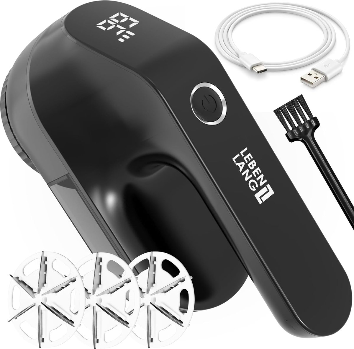 SnelShoppen - Elektrisch Pluisscheerapparaat 2000 mAh - LED-Display, Reinigingsborstel, Tot 2 Uur Looptijd, Pluisverwijderaar voor Kleding, Lint Remov