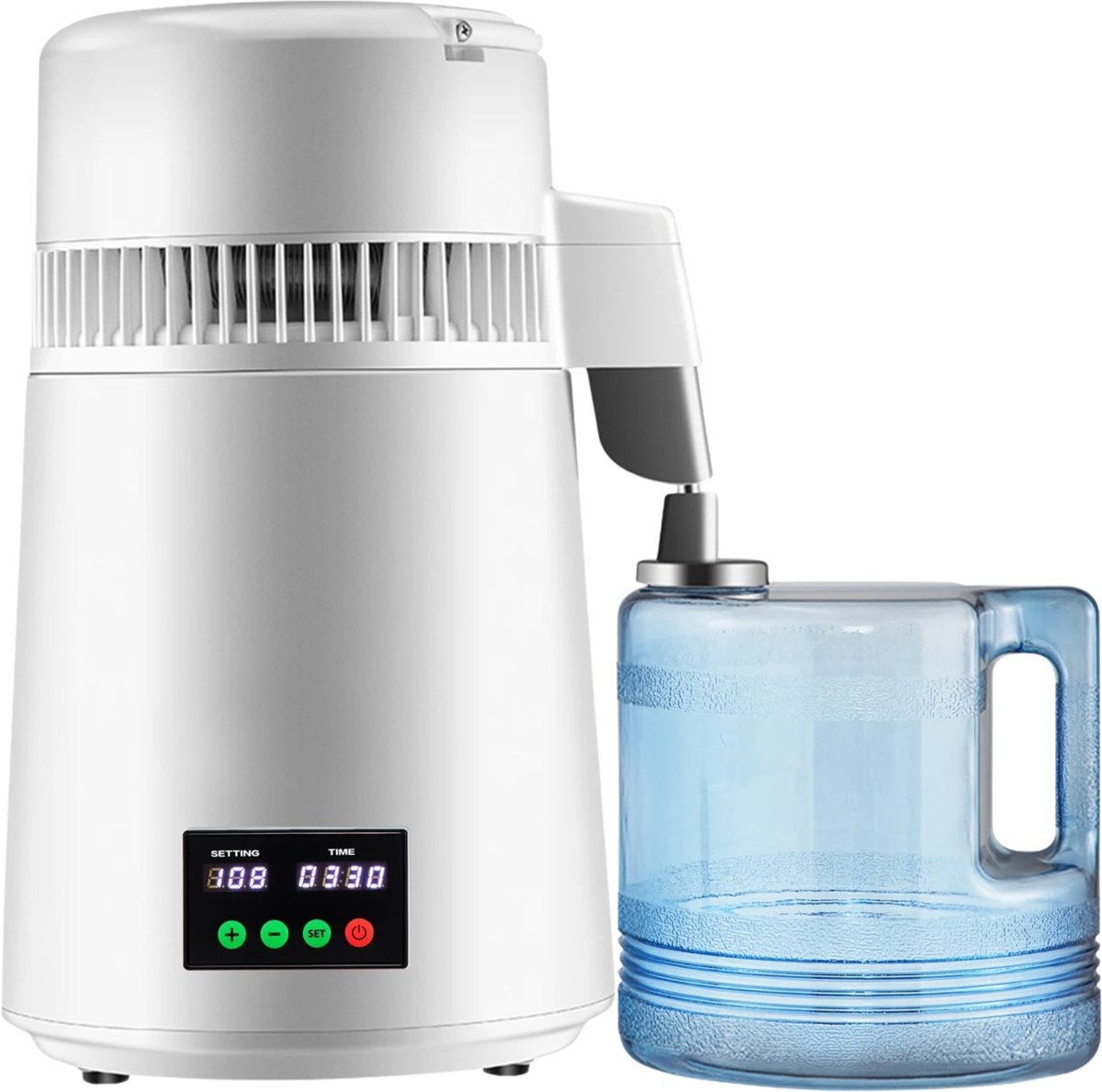 Damenzo - Waterdestilleerder - 4 Liter - Waterfilter - Waterontharder - Waterzuivering - 750 W - Φ23,6x38,5 cm - Wit - RVS