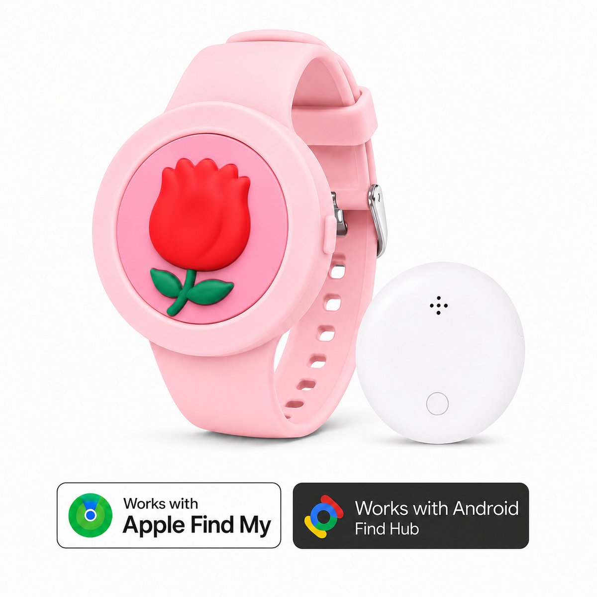 Kinderhorloge - gps armband – werkt met Android Find My Hub - Kinderhorloge met gps - Bluetooth Tracker – Kinderhorloge jongen - Kinderhorloge meisje - Waterdicht – Inclusief tracker - Met geluidssignaal