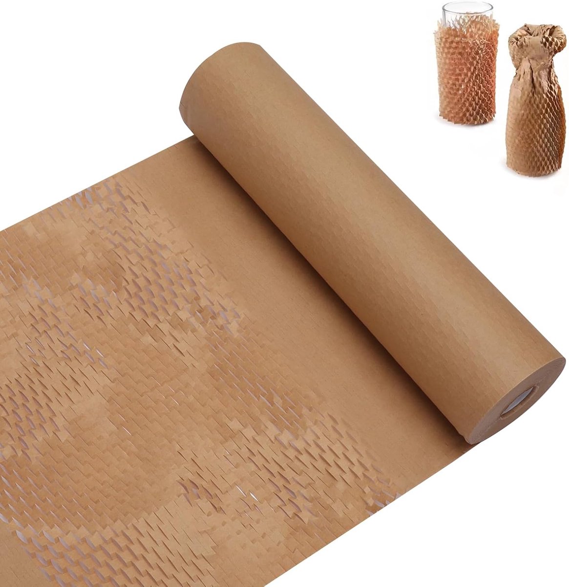 SnelShoppen - Honeycomb Papier Rol 30 cm x 30 m - Milieuvriendelijk Verpakkingsmateriaal 80 g/m² - Alternatief voor Luchtkussenfolie - Beschermende Ro