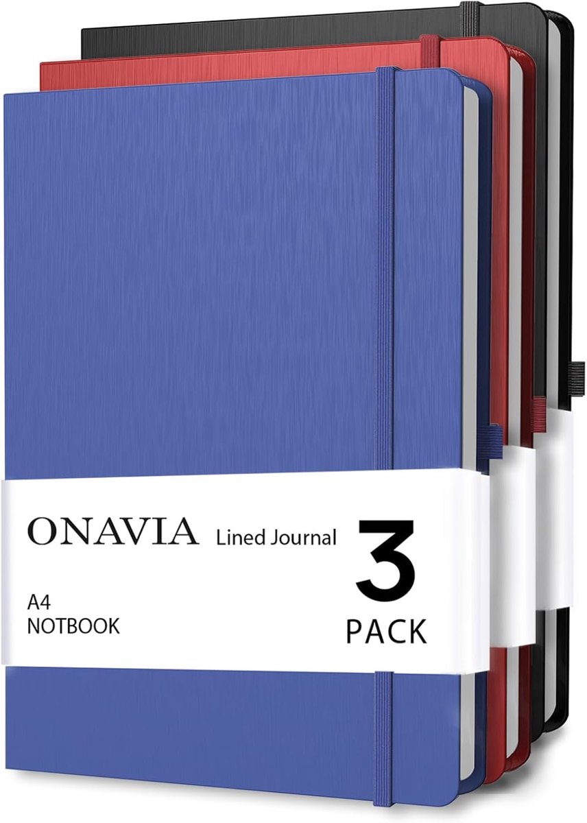 SnelShoppen - A4 Lined Notitieboek, 8mm Gelineerd Notepad, Journal voor Schrijven, Werk, School, Reizen, Hard Cover, 160 Pagina's (80 Vellen), 8.25 x