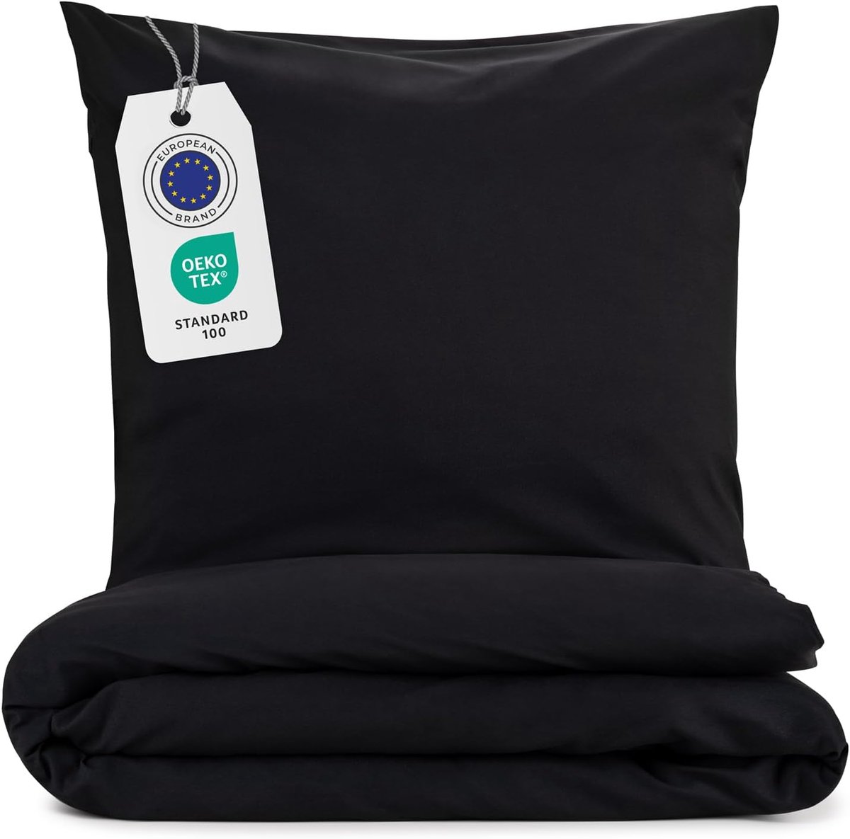 SnelShoppen - Microfiber Dekbedovertrek Set 155 x 220 cm, Super Zacht Dekbed en Kussen 40 x 70 cm, Zwart voor Volwassenen en Kinderen, Perfect voor Sl