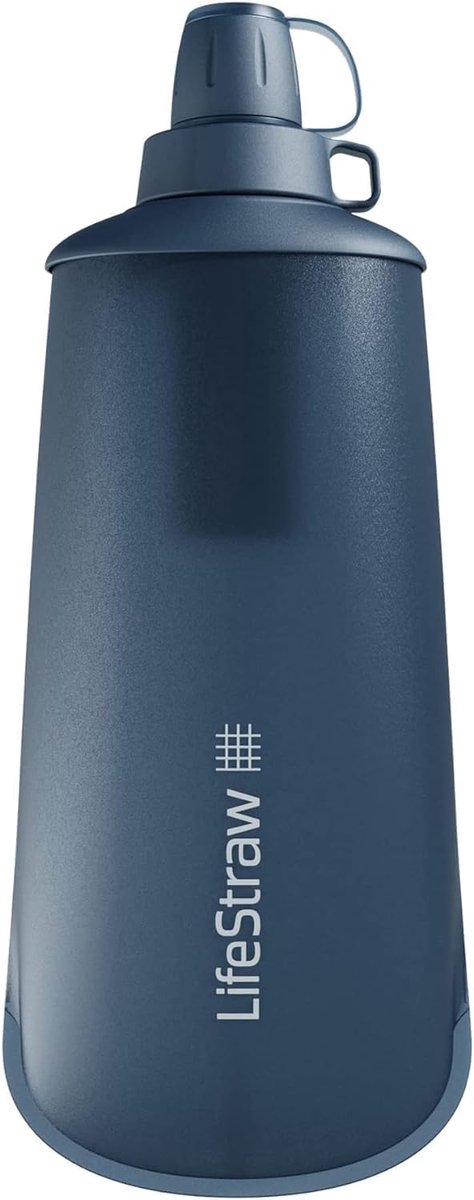 SnelShoppen - LifeStraw Peak Squeeze Fles 1L Blauw - Waterfilter Fles voor Camping, Wandelen, Outdoor Activiteiten, Herbruikbaar, Lichtgewicht, BPA-vr