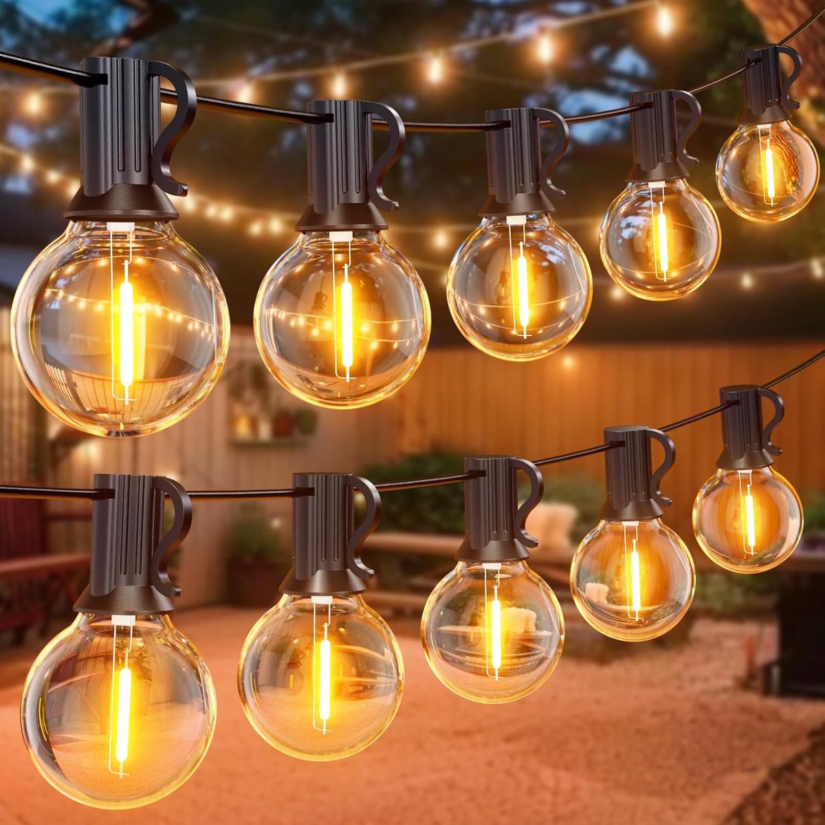 SnelShoppen - Lichtsnoer Buiten LED 45 Meter Lichtketting Gloeilamp Warm Wit Waterdicht voor Tuin, Patio, Kerstfeesten, Bruiloft, Binnen/Buiten, Plast