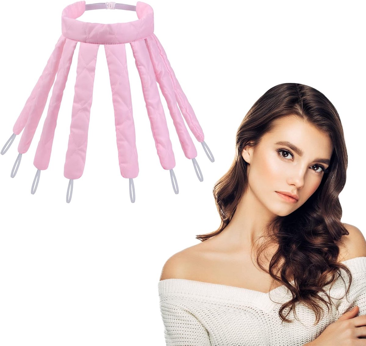 SnelShoppen - URAQT Octopus Heatless Curling Rod - Soft Silk Ribbon Haarrollers voor Makkelijk Curls - 8-delige Set voor Lang en Middellang Haar - Ide