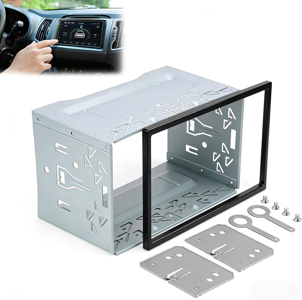 SnelShoppen - Double DIN Mounting Frame - 2DIN Universele Design Metaal Frame - Auto Radio Installatie Kit - Compatibel met VW Jetta, Skoda Golf, Pass