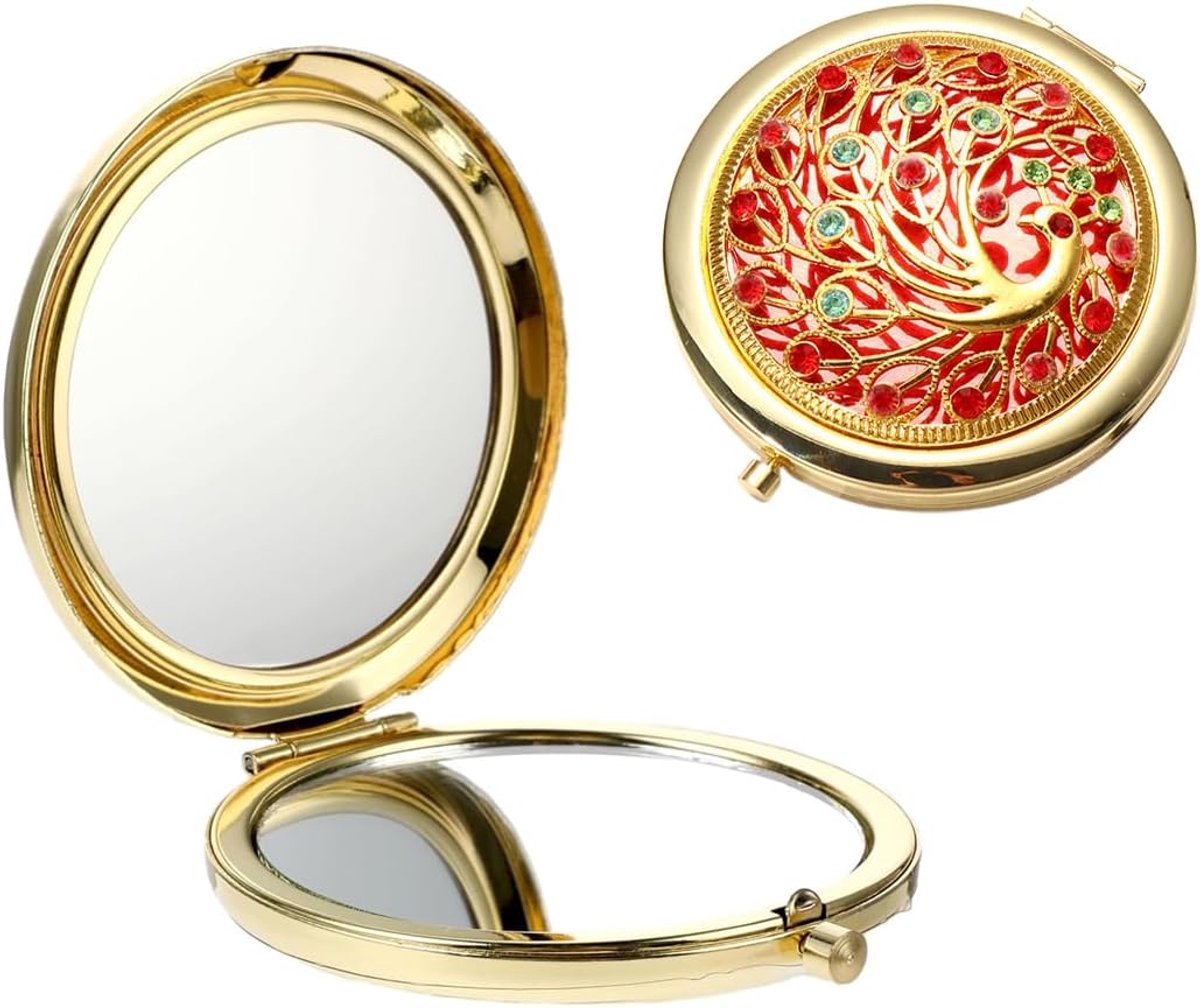 SnelShoppen - Vouwbare Makeup Spiegel met Vergroting, Handspiegel, Compact Reismirror, Dubbelflauw Spiegel voor Handtas, Ronde Make-up Spiegel, Unisex