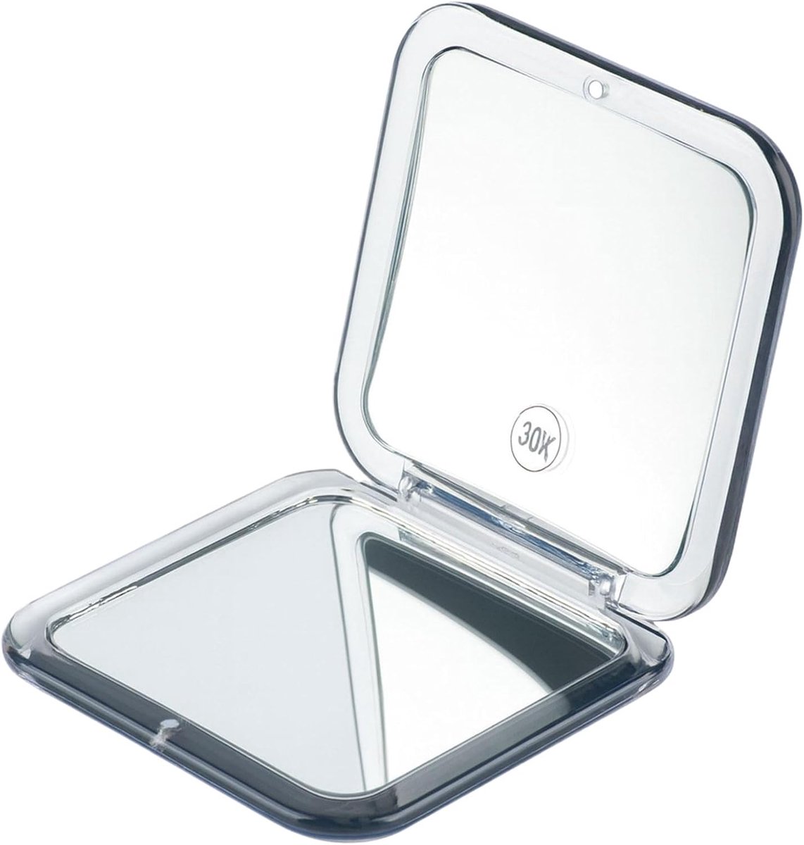 SnelShoppen - Compact Reismirror met Dubbele Vergroting 1X/30X - Vouwbare Handspiegel voor Make-up en Reizen - Zwart - Perfect voor Cadeaus voor Vrouw