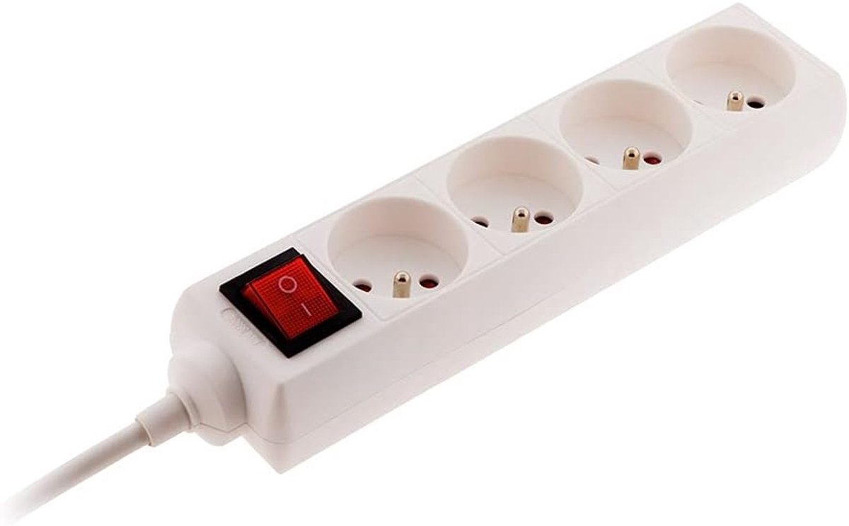 SnelShoppen - Compacte 4 Socket Block 16A 2P+T Verlengsnoer Met Schakelaar - Power Strip Voor Elektrische Apparaten En Verlichting - 1m HO5VV-F Kabel