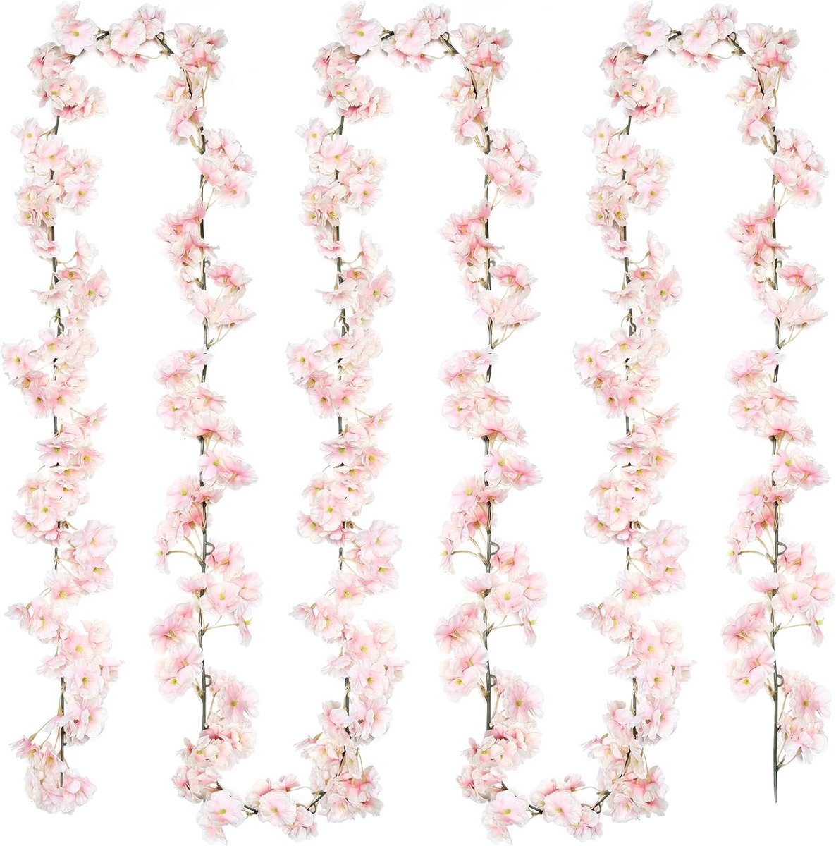 SnelShoppen - 2 stuks Kunstbloemen Slinger 180 cm Kersenbloesem Roze Hangende Decoratie voor Binnen en Buiten - Bruiloft, Muur, Feest, Tuin, Slechte D