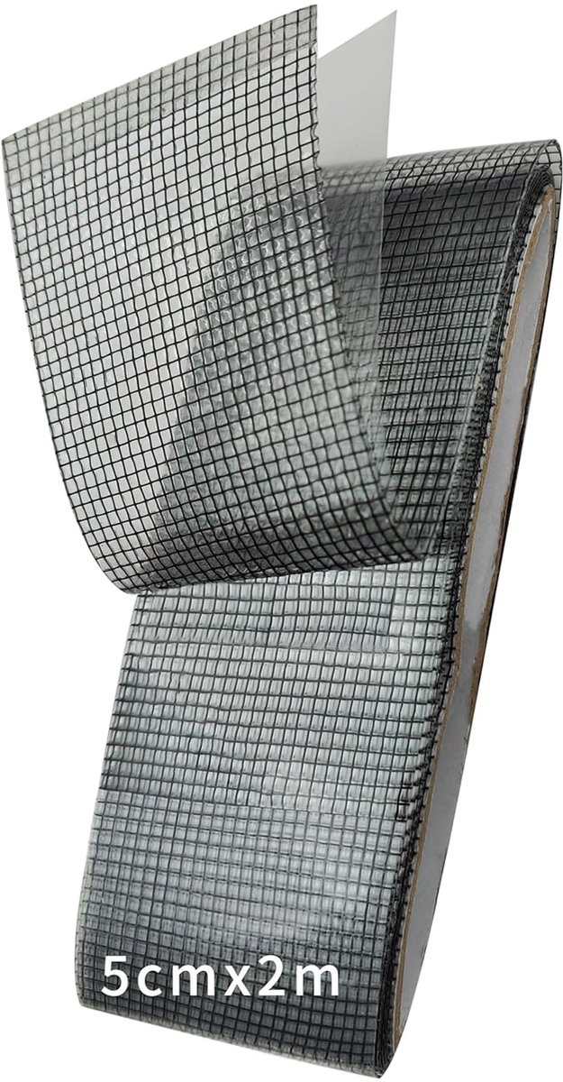 SnelShoppen - Vliegenscherm Reparatieset - Zelfklevende Vliegenscherm Tape - Sterke Hechting - Waterdicht en Duurzaam - 5 cm x 2 m (Zwart)
