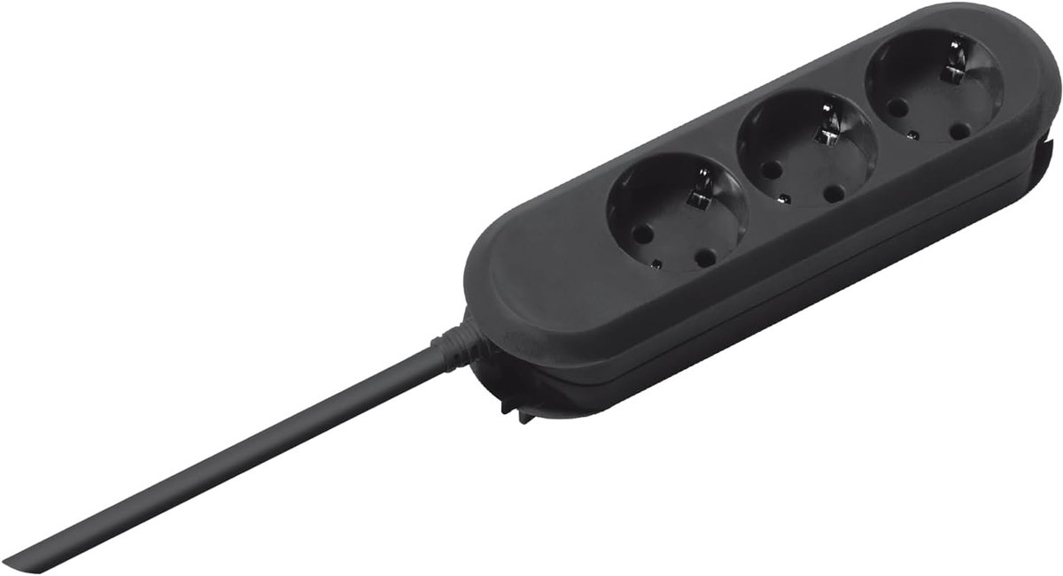SnelShoppen - Smart Power Strip Verlengsnoer 3-gang, 5 meter Zwart, Ideaal voor Thuis, Kantoor, Camping - Flexibel, Innovatief Design