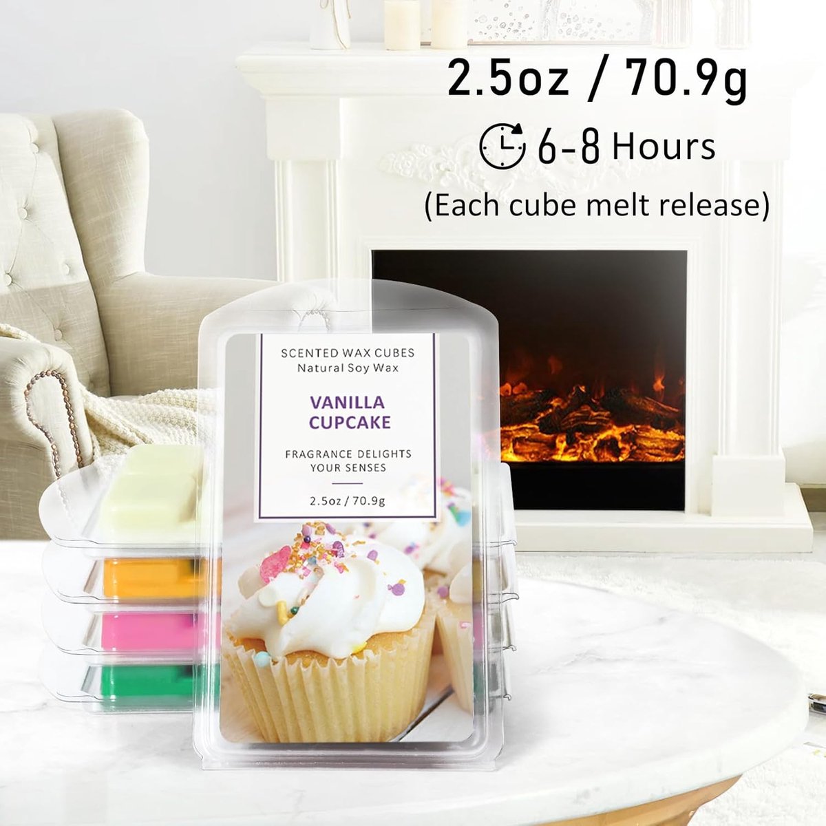 SnelShoppen - Geurkaarsen Wax Melts - 8x70g Soja Wax Cubes - Appelcider, Pumpkin, Vanille, Warmte voor Feest, Camping, Keuken
