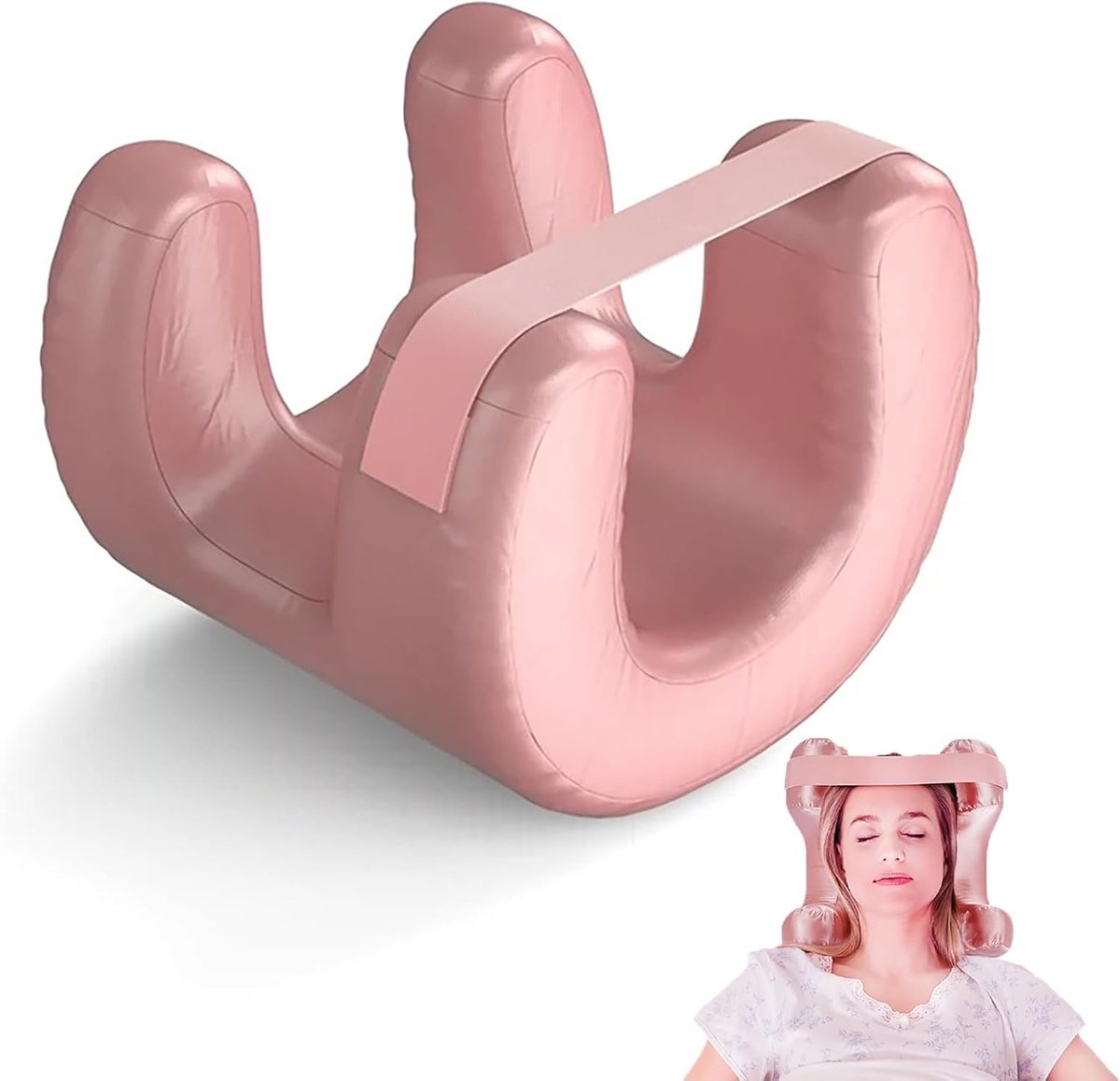 SnelShoppen - Impeccable Face Pillow, Massage Pillow, Neksteun Kussen, Zachte Satin Kussenhoes, Anti-Wrinkle Kussen voor Gezond Slapen, Roze