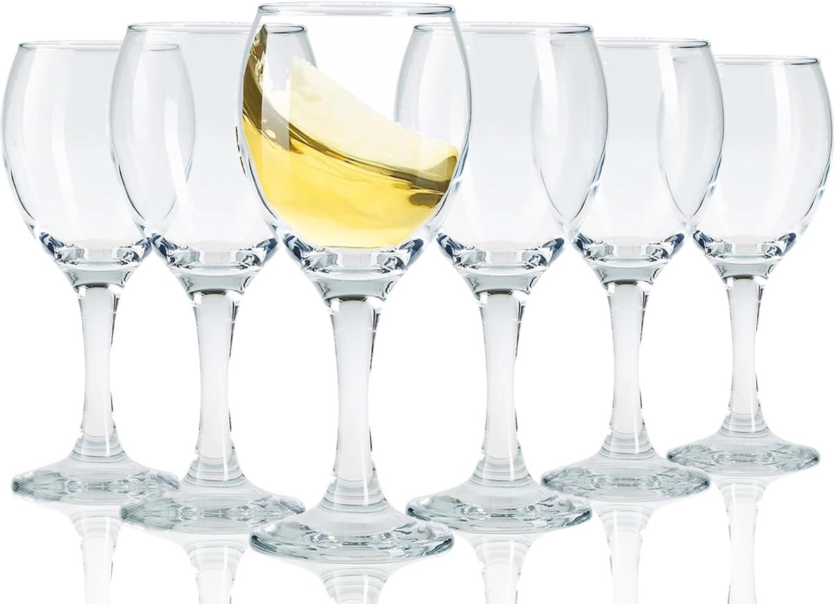 SnelShoppen - Set van 6 Limoncello Shotglazen met Stel, 130ml, Kleine Wijn Glazen, Perfect voor Feesten, Tuin, Keuken, Elegante Glaskunst