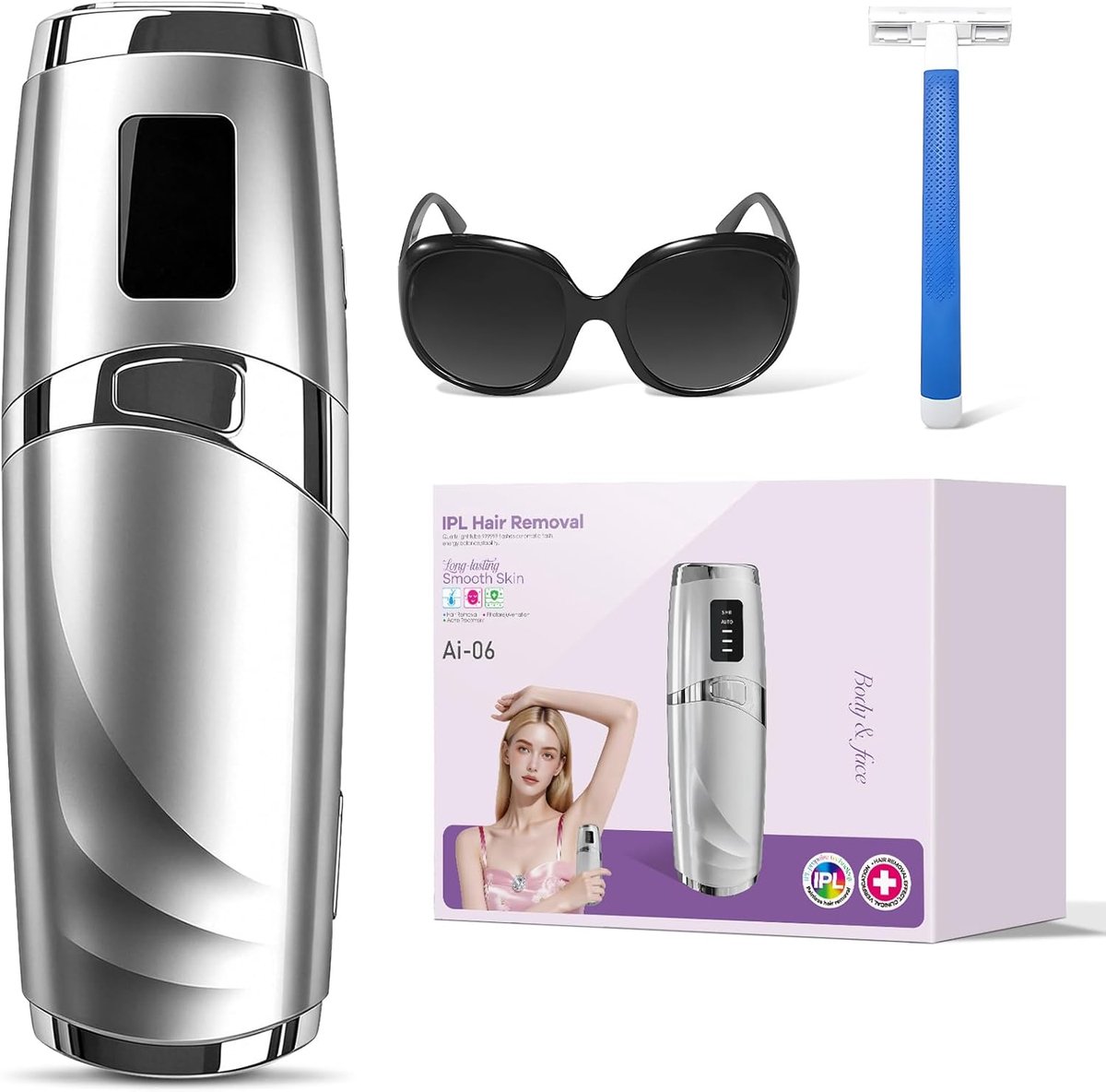 SnelShoppen - Laserepilator, Gepulseerd Licht Ontharing, 999.999 Lichtpulsen, Elektrische Ontharing voor Dames en Heren, Voor Gezicht, Bikini, Benen,