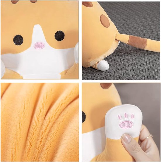 SnelShoppen - Soft Long Plush Pillow - Schattige Pluche Kat Kussens, Grote Pluche Speelgoed, Cuddle Toys voor Kinderen en Vriendin (Grijs, 70cm) van Snelshoppen — afbeelding 5