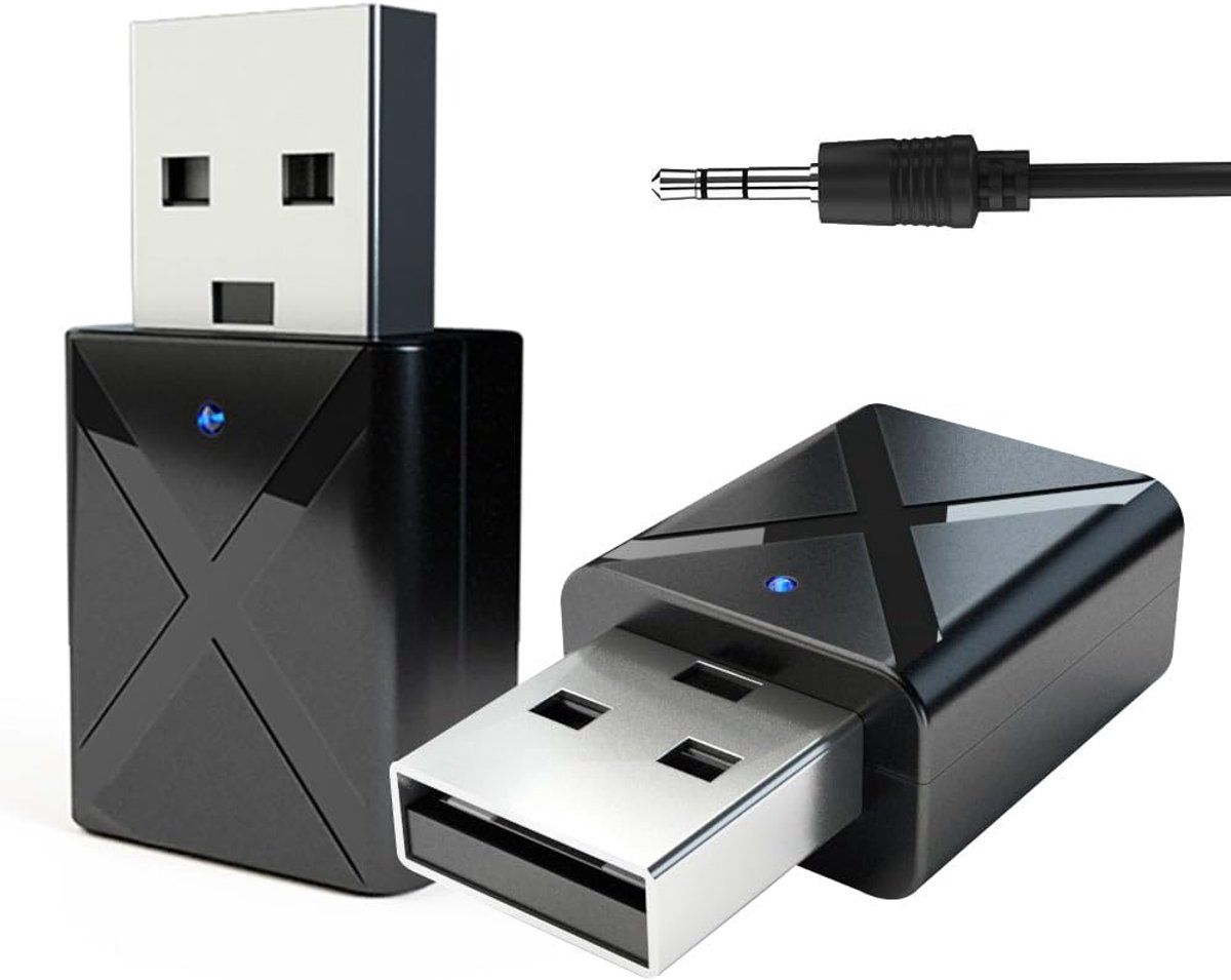 SnelShoppen - USB Receiver Bluetooth Transmitter voor TV Adapter, Bluetooth 5.0 Stick met 3.5mm AUX voor PC, Hoofdtelefoon, Luidspreker, Autoradio, St