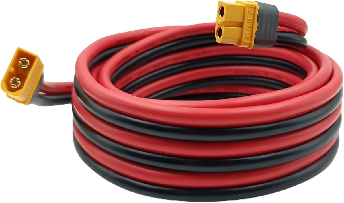 SnelShoppen - XT60 Verlengkabel 10AWG 3M - Zonnepaneel Kabel - XT60 Stekker naar Bushing - Duurzaam en Flexibel voor EcoFlow Powerstation