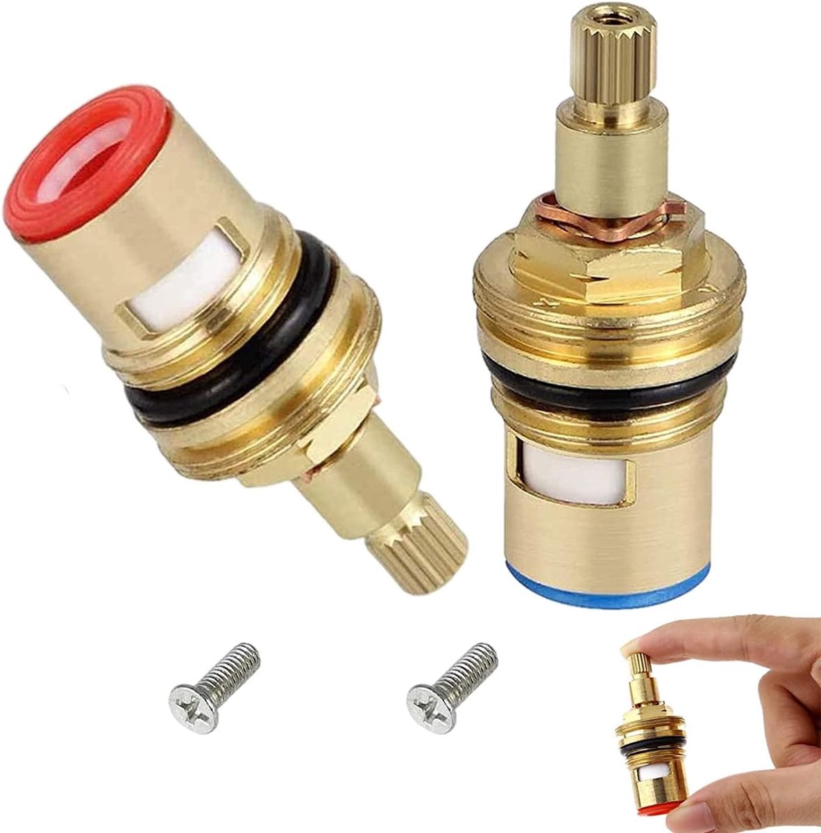 SnelShoppen - 2pcs Keramische Schijfkoppen, Messing Keramische Vervangtap, 1.2 Inch Kwartdraai, Cartridge voor Kraan, Badkamer, Keuken, Thuis