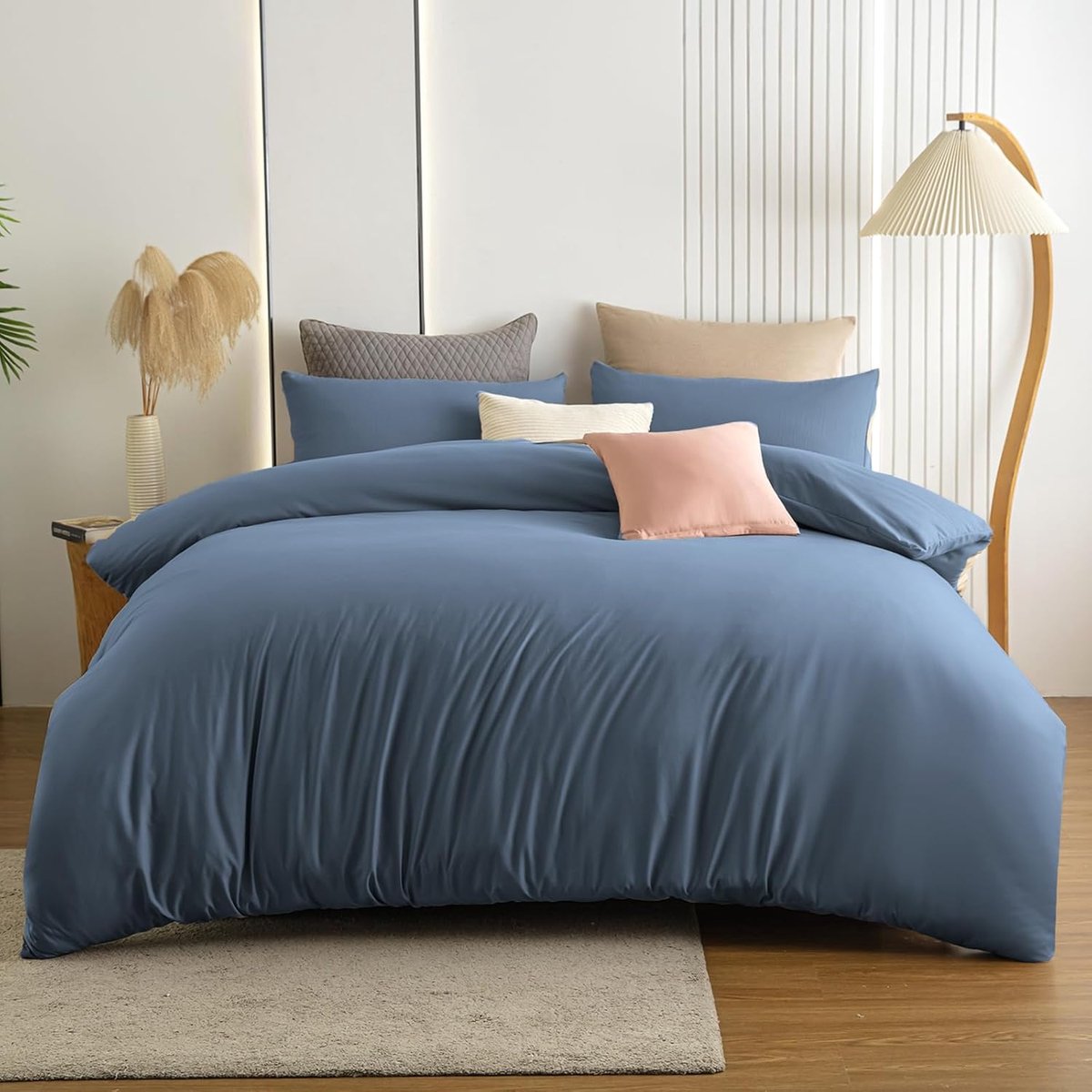 SnelShoppen - Duvet Dekbedovertrek Set 200 x 220 cm Lichtblauw, Microvezel, Non-Iron, Kreukvrij, Inclusief Kussensloop 80 x 80 cm, Set van 2 met Rits