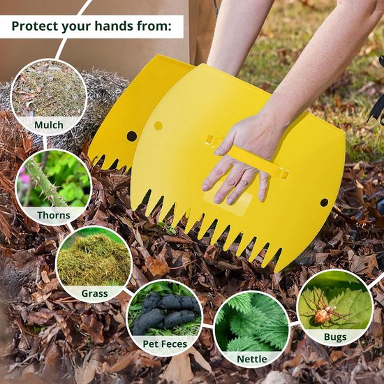 SnelShoppen - Tuin en Tuinblad Scheppen Handhark, Grote Bladgrijpers, Bladverzamelaar, 1 Paar (Geel) - Ergonomische Handvatten, Lichtgewicht, Multifun van Snelshoppen — afbeelding 4