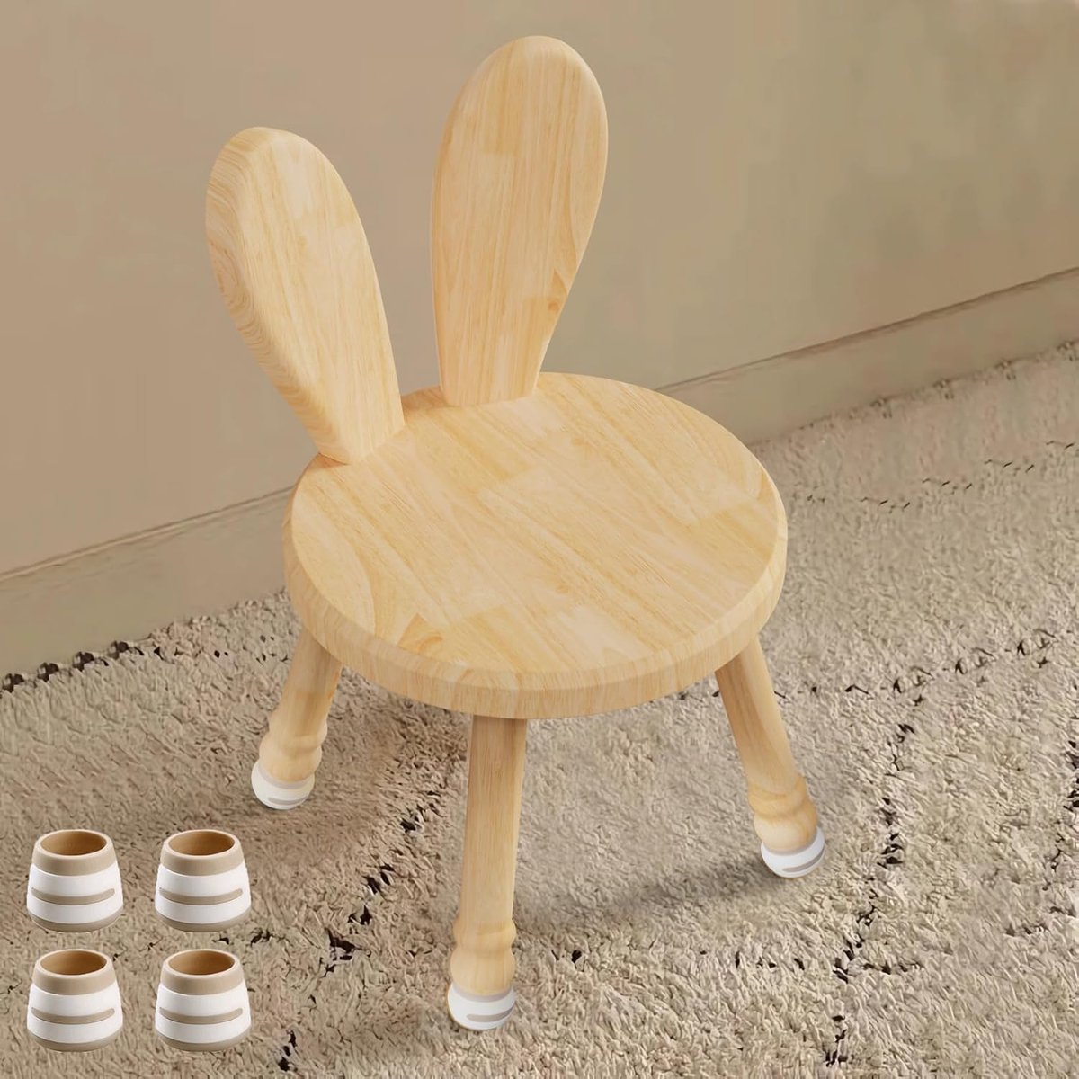 SnelShoppen - Houten Kinderstoel Hoog Voor Kinderen, Rabbit Rugleuning, Ergonomisch, 47 cm x 30 cm, Max. 70 kg, Voor Eten, Tekenen en Lezen