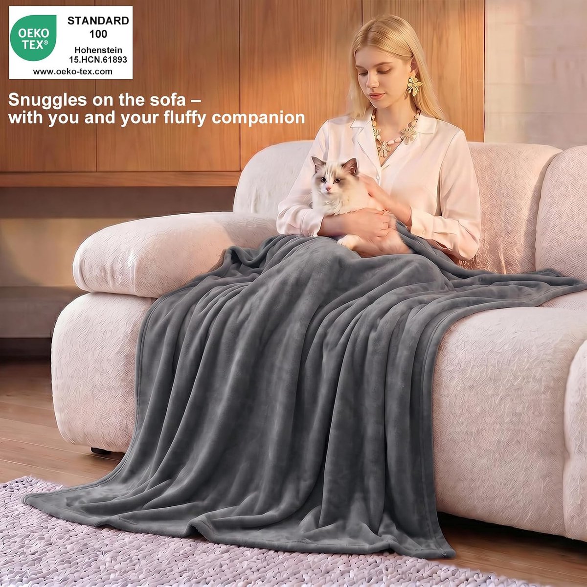 SnelShoppen - Fleece Dekentje 130x150cm - Extra Zacht Warm Sofa Dekbed, Reisdeken, Anti-Pilling, Machinewasbaar, Lichtgewicht, Grijs, Voor Kinderen en