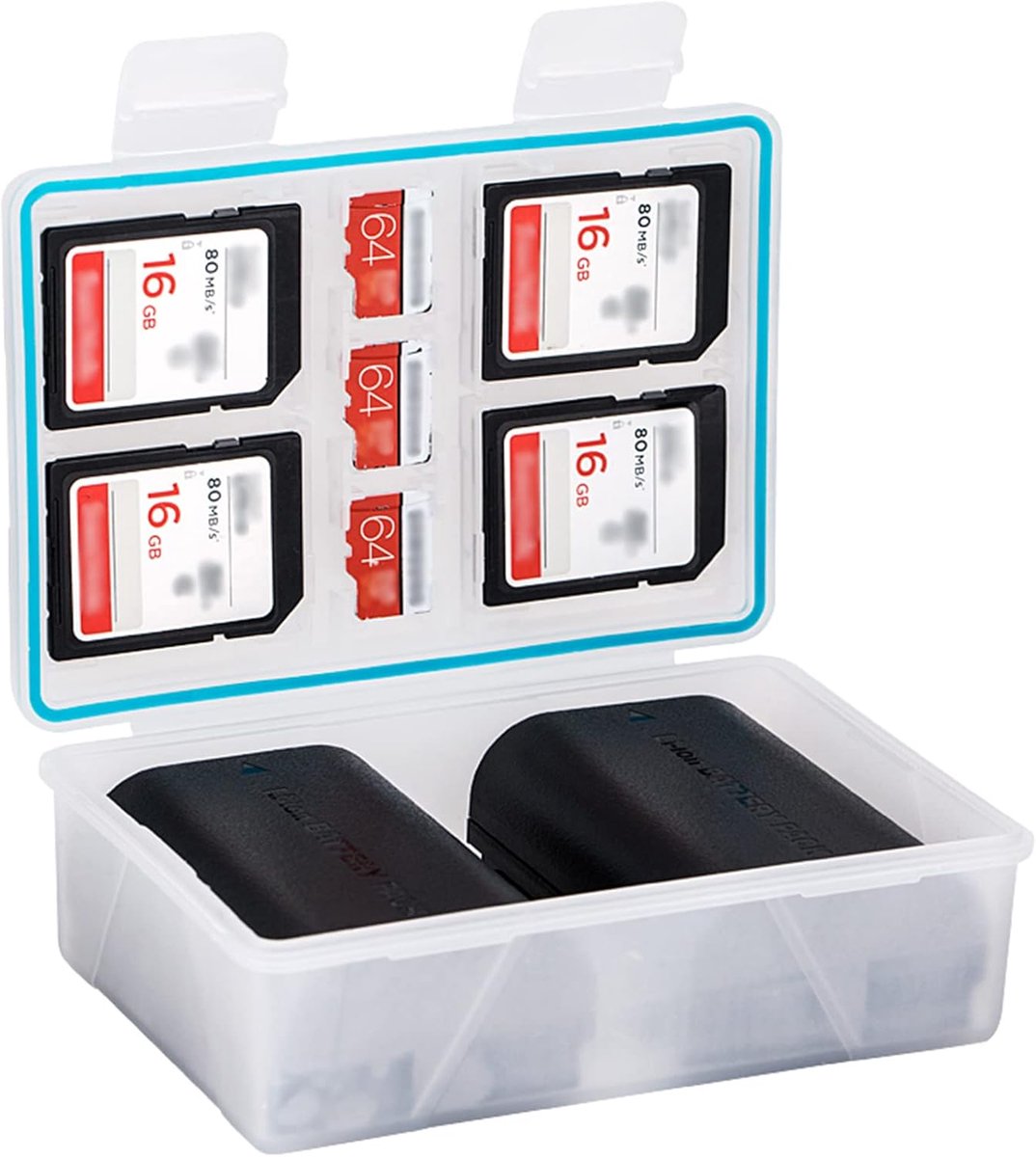 Thijox - Multifunctionele Camera Batterijvak Houder Box voor LP-E17, LP-E12, LP-E6, NP-W126, NP-W235, NP-FZ100, NP-FW50, EN-EL15, EN-EL14A en SD TF XQ