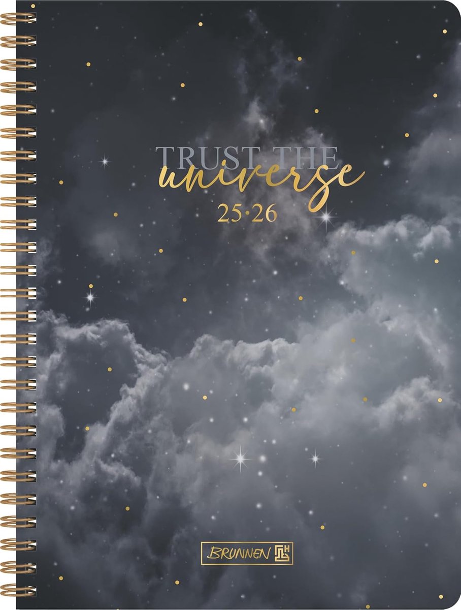 Thijox - Schoolagenda 2025/2026 A5 'Clouds' met 2 pagina's per week, 160 pagina's, grijs PP-omslag, flexibele wire-O-binding, voor studenten en scholi
