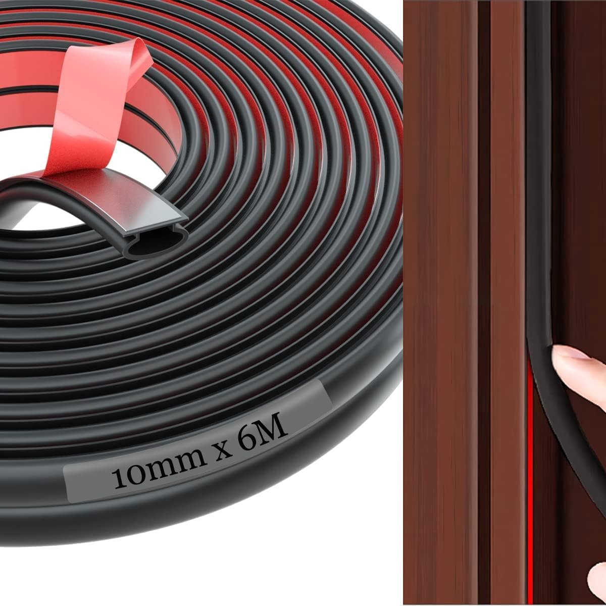 SnelShoppen - Zelfklevende Deurafdichting Tape - Rubber Seals voor Deuren en Ramen - 6 Meter Geluiddempende Isolatie - Milieuvriendelijk TPE Materiaal