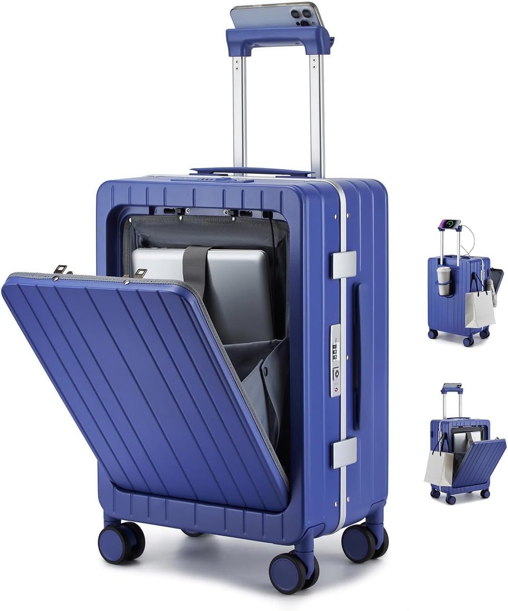 SnelShoppen - Lichtgewicht 20" Cabin Luggage PC Hardcase met Laptopcompartiment, Spinnerwielen, TSA Slot - Ideaal voor Stedentrips en Zakenreizen