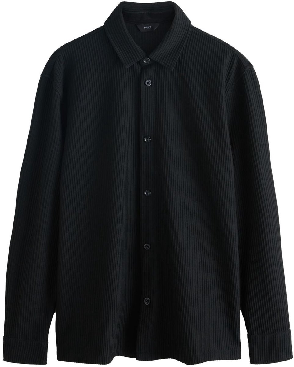 Next - Heren - Getextureerd jersey overhemd - Zwart