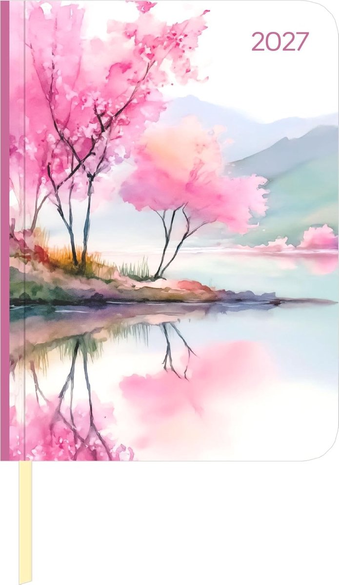 SnelShoppen - Daily Journal Aquarelle 2027 A6 Buchkalender - Dagplanner met Leseband, To-Do-Lijst, Notizbereich & Maandoverzicht, Ideaal voor Werk, Sc