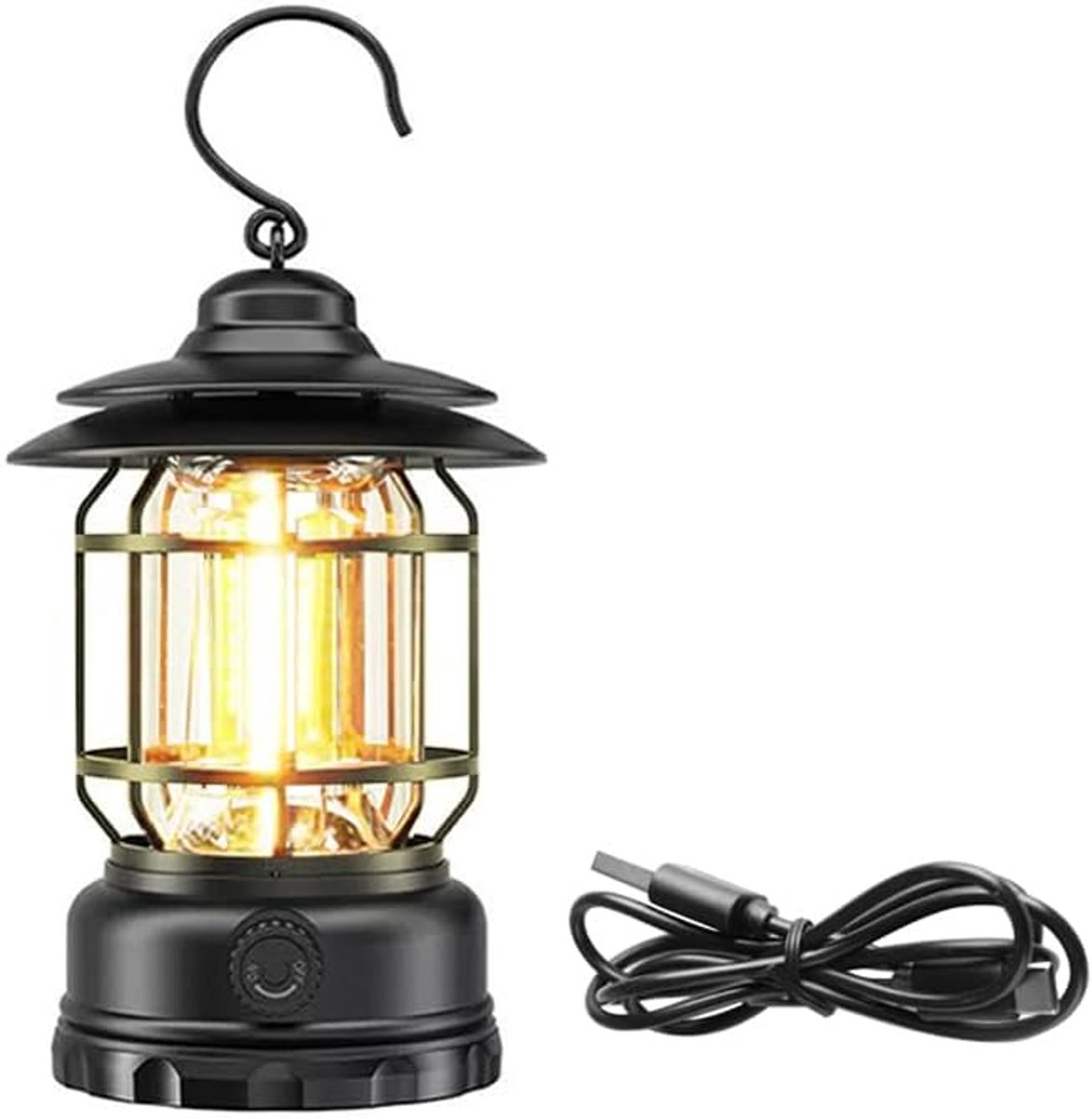 Thijox - Decoratieve Tafellamp Frame, Dimbare LED Verlichting met 3 Modi, Vintage Stijl, Waterdichte Campinglamp voor Binnen en Buiten, Oplaadbaar en