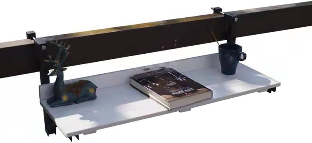 Opklapbare Balkontafel - Wandtafel Buiten - Buiten Ontspannen - Verstelbare Bevestiging - 80 x 25 cm - Wit