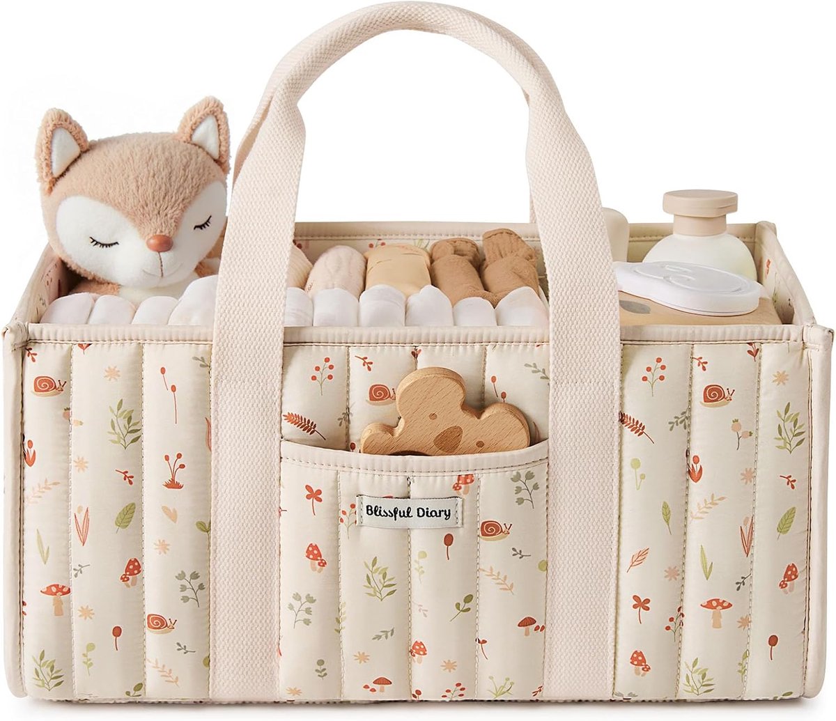 SnelShoppen - Blissful Diary Luiertas Organizer - Stijlvolle Opbergmand voor Nieuweboren - Essentiële Zaken & Luierstation - Baby Shower Cadeau - Bosr