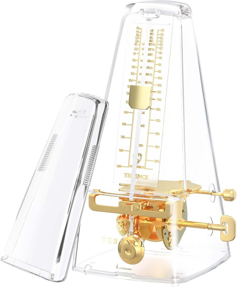 Thijox - Mechanische Metronoom voor Gitaar, Piano, Viool, Bas - Hoge Precisie Traditionele Piramide - Transparant Cadeau voor Muzikanten